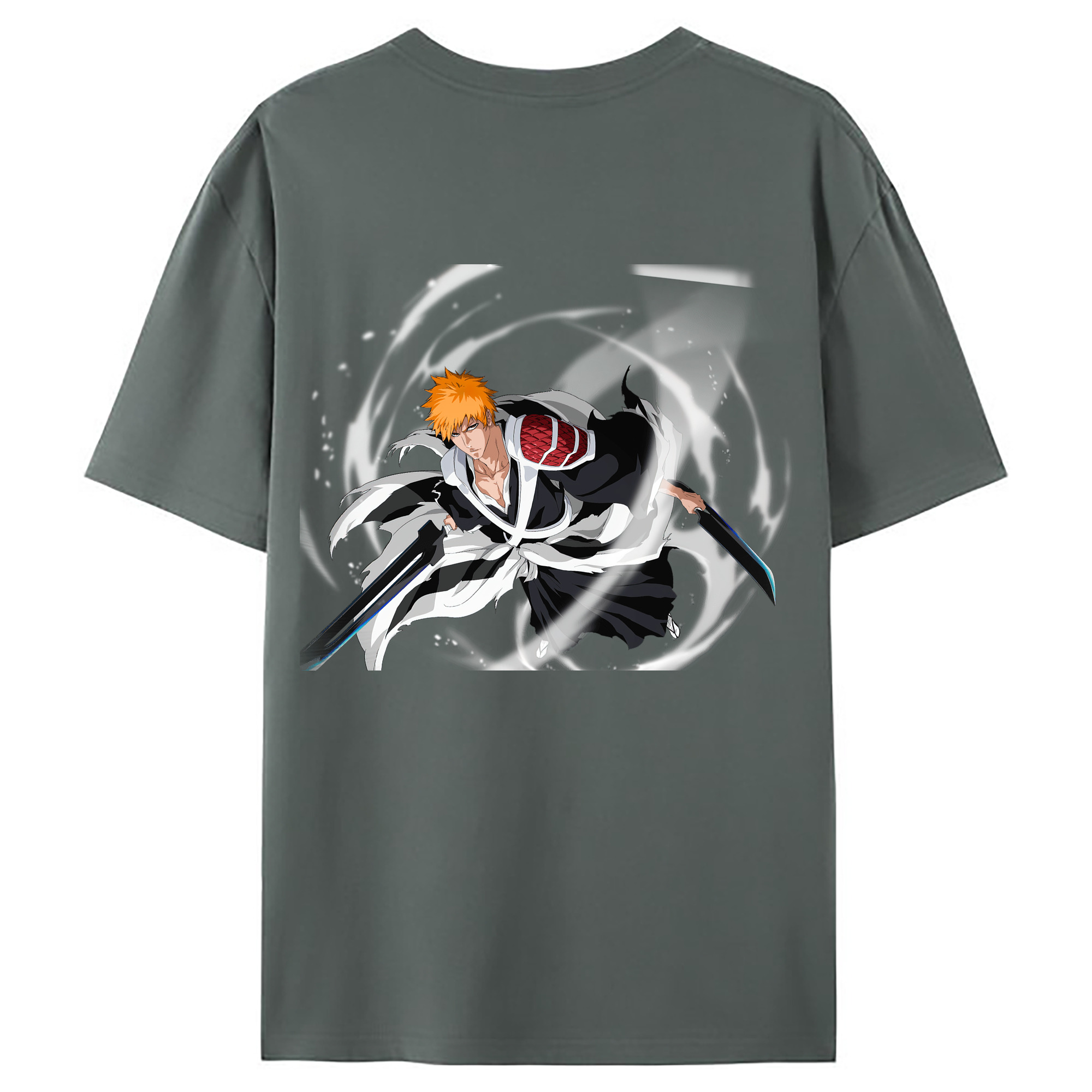（画像用） ブリーチ 黒崎一護（くろさき いちご）BLEACH Kurosaki Ichigo 綿100％ メンズ半袖Tシャツ（バックプリント） 通気性